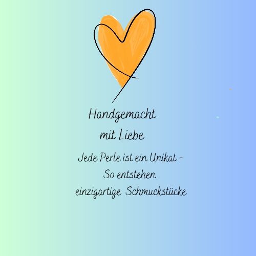 Herz mit handgeschriebener Schrift, die handgemachte Schmuckstücke beschreibt.